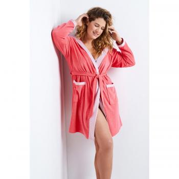 Accappatoio Donna 52/54 in Spugna con Colletto Scialle Rosa