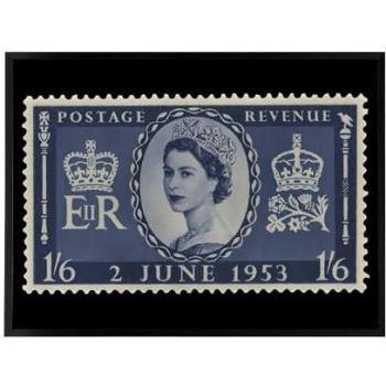 Royal Portrait of Queen Elizabeth II – Blue Canvas Wall Art, 12×16