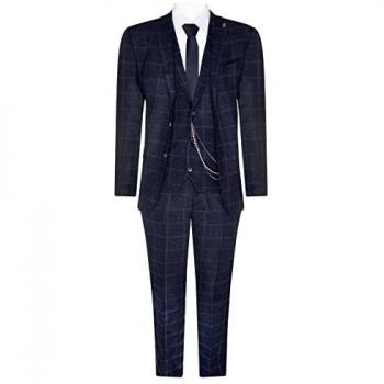 TruClothing Men’s Classic Navy Tweed Three‑Piece Suit – 1920s Gatsby Design