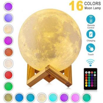 3D Moon Lamp with 16 Colors and Touch Switch