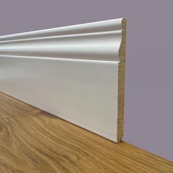 Battiscopa slim laccato bianco in legno massello ducale 120x10