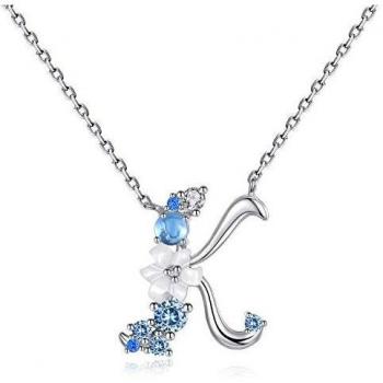 Collier Initial K en Argent Fin avec Oxyde de Zircon