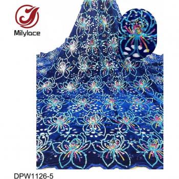 Tela de terciopelo de 5 yardas con diseño de lentejuelas para bodas DPW1126