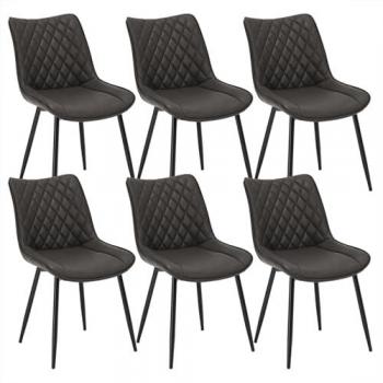 WOLTU Anthracite Faux Leather Dining Chairs – 6 Piece Bundle