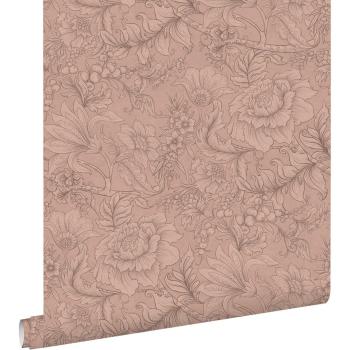 Papier Peint Fleurs Rose Terracotta