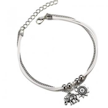 Meerdere Lagen Enkelband met Olifant en Zon Hanger