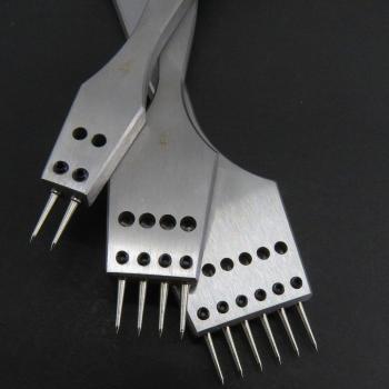 Leather Stitching Punch Set, 3pcs, 2/4/6 Teeth, 3/3.38/3.85/4mm