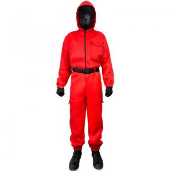 Disfraz de Vigilante Cómplice Rojo Unisex con Capucha y Cinturón para Fiesta de Carnaval y Halloween