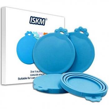 ISKM Universal Deckel 4er Pack Futterdosen Hunde und Katzenfutter BPA Frei & FDA Lebensmittelechtem Silikonfrei Spülmaschinenfest, Einheitsgröße für Alle DREI Standardgrößen (4er Pack Grün)