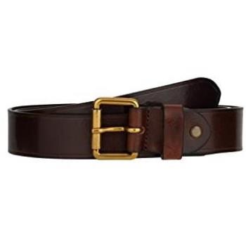 Ceinture en cuir brun à largeur variable