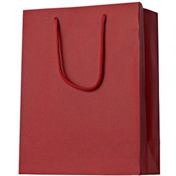 Stewolief Geschenkbeutel in Dunkelrot, 1 Stück, 25 × 13 × 33 cm, Rillenprägung