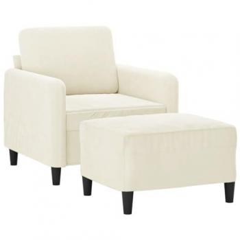 Fauteuil Confort Crème 60 cm avec Repose-Pied