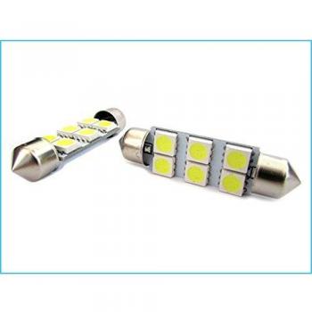 24V LED Lampada Siluro T11 C5W 41mm 6 Smd 5050 Bianco Camion