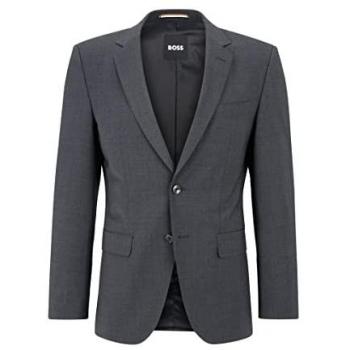 BOSS Men's Grey Slim Suit Coat