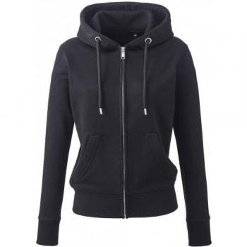 Sudadera Blanca Anthem con Capucha y Cremallera Completa para Mujer