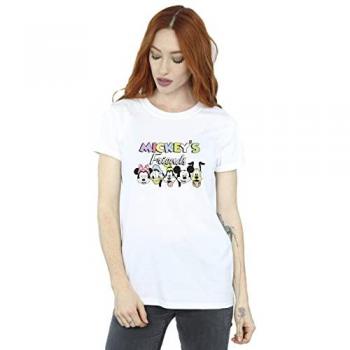 Cotton Boyfriend Tee with Mickey Mouse & Friends Faces