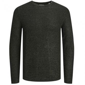 Jack & Jones Strickpullover Modell 'LEWIS' in Dunkelgrün Melange
