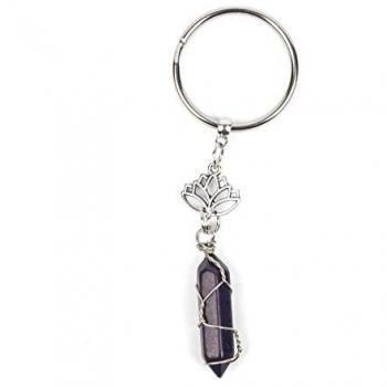 Myga Silver Lotus & Blue Stone Keyring