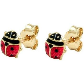 Rot-schwarze Marienkäfer Ohrringe 6mm 9Kt GOLD