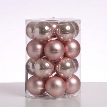 MARELIDA Puderrosa Christbaumkugeln – 20 Stück – D.6 cm Glas