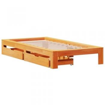 VidaXL Solid Wood Pine Bed Frame 100x200 cm Wax Brown