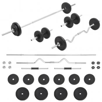 Barres et haltères de muscu 30 kg – set complet