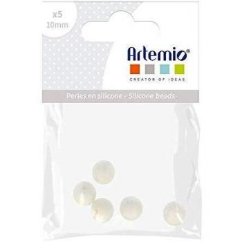 Lot de 5 perles rondes en silicone blanc 10 mm