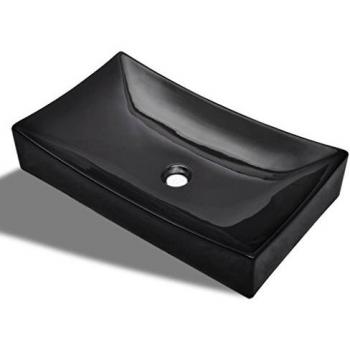 VidaXL Sonata Black Rectangular Ceramic Bathroom Sink
