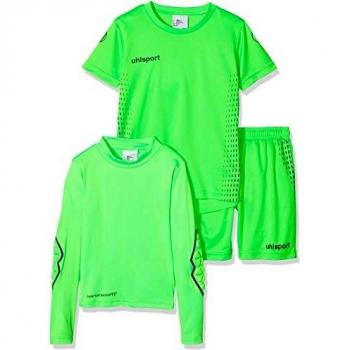 Kinder-Torwart-Uniform UhlSport Score, Fluo Grün & Marine, 128 cm