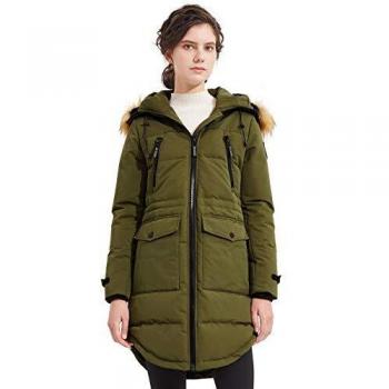 Orolay Women’s Extra Large Army Green Thermal Down Hooded Jacket
