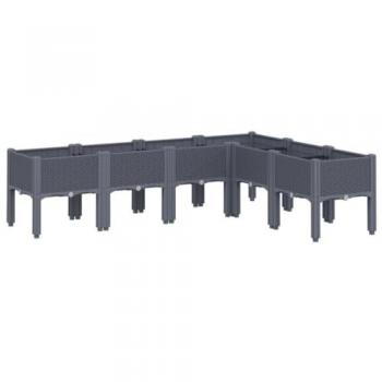 VidaXL Polypropylene Garden Planter with Legs Blue Grey 160x120x42 cm