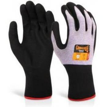 Glovezilla Nitrile Foam Nylon Gloves Pack of 10 Purple Small