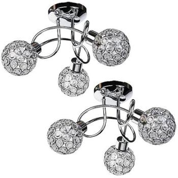 First Choice Silver 3-Light Chrome Ceiling Lights with Jewelled Covers
