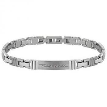 Bracciale in acciaio per uomini della Collezione Maserati Jewels, modello JM218AMF03, con dettagli Maserati e chiusura a scatto