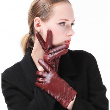 Harrms Damen‑Winterhandschuhe – Rot, echtes Leder, Kaschmirfüllung, Touch‑Screen-geeignet