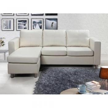 Ackley Kunstledersofa in Elfenbein