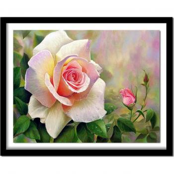 Decorazione con diamante 3D rosa floreale strass 20X30CM