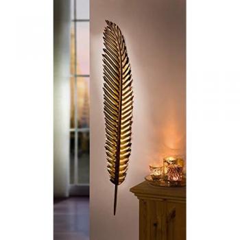 Dekoleidenschaft Wanddekoobjekt Wandhänger Feder aus Metall, gold, 99 cm hoch