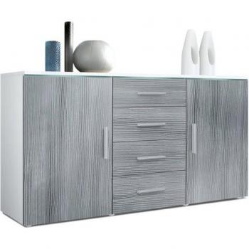 Buffet élégant à tiroirs et étagères blanches – édition Faro