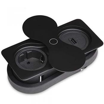 Station d’Alimentation Carrée – USB et Schuko, Noir