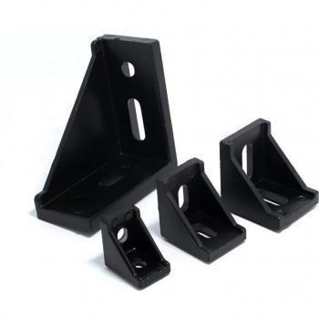 Raccord de support d'angle en aluminium noir pour profil 4040