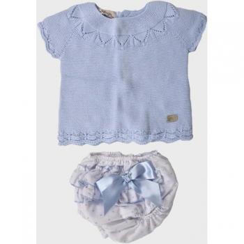 Vestido Conjunto Azul Pastel Lazos