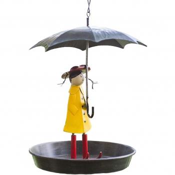 Mangeoire à oiseaux antique avec parapluie et chaîne