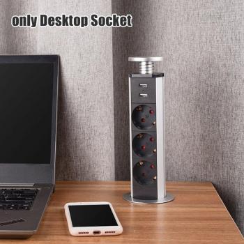 Estación Segura Dormitorio – 3 CA + 2 USB, Recolecta Cable Retráctil