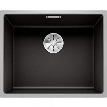 Évier Blanco Subline 500-if Silgranit Noir – Cadre Steelframe, Vidange Manuelle