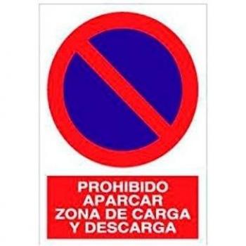 Señal de Tráfico Prohibido Aparcar Carga y Descarga 420 mm x 297 mm