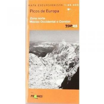 Mapa Top 25. Picos de Europa: Zona Norte Macizo Occidental o Cornión