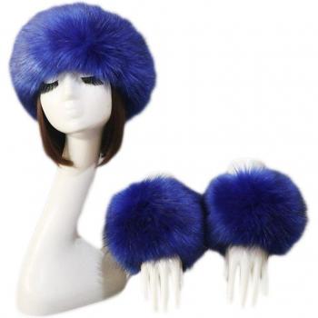 Women's Plush Earmuffs and Hollow Hat with Winter Wrist Warmers