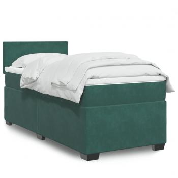 VidaXL Samt Boxspringbett Dunkelgrün 90x190 cm mit Matratze