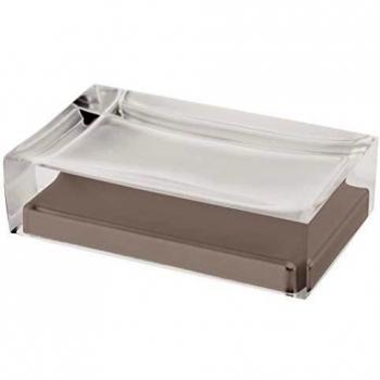 Portasapone appoggio Gedy serie Rainbow, colore Grigio Tortora